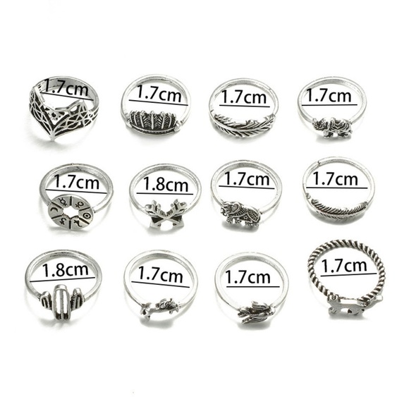 **SUNNIVA* 12-Pc Silver Animal Fashion Ring Set - Picture 10 of 10
